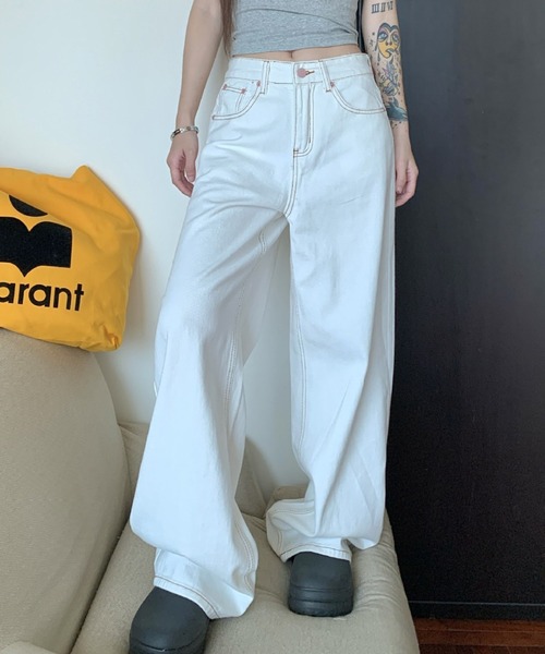 FREE STYLISTS(フリー スタイリスト)の「YUGA_YGMC Ribbon embroidery wide length denim pants(デニムパンツ・レディース・ホワイト・L/S/M)」の11枚目の写真