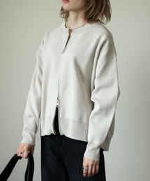 美品　カーラ　CARLA　レディース　ノーカラーカーディガン　F　ホワイト 美品 カーラ CARLA レディース ノーカラーカーディガン F