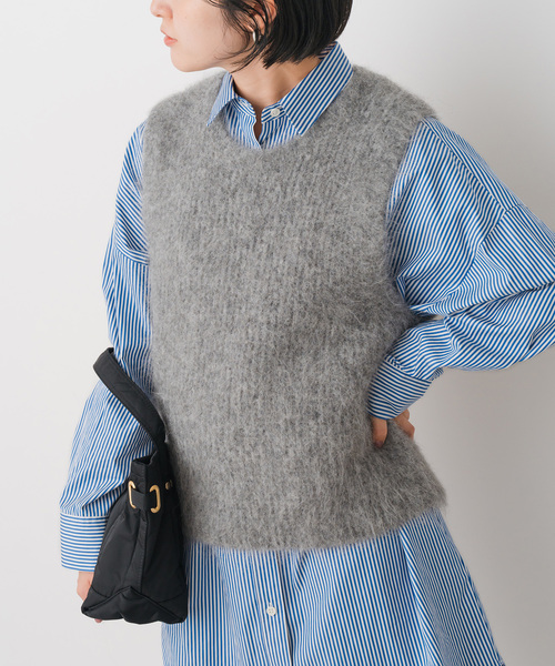 Spick & Span（スピックアンドスパン）の「アルパカ混ニットベスト（ベスト・レディース・グレー/ブラウン・FREE）」の6枚目の写真