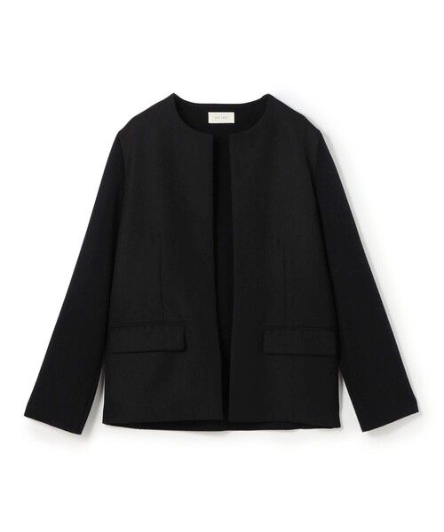 DES PRÉS ウールファブリックコンビ クルーネックジャケット デプレ ウールファブリックコンビ クルーネックジャケット（ノーカラー
