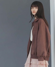 VIS（ビス）の「合皮＆スエードライクジップアップブルゾン（ブルゾン）」