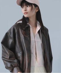 VIS | 合皮＆スエードライクジップアップブルゾン(ブルゾン)