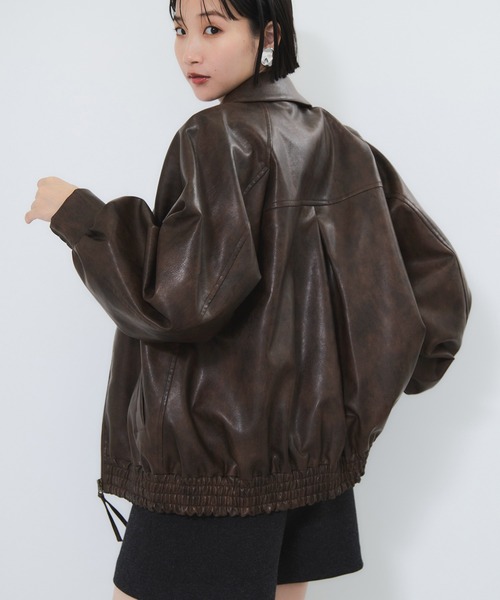 VIS（ビス）の「合皮＆スエードライクジップアップブルゾン（ブルゾン・レディース・ピンク系その他2/ブラウン系その他/ダークブラウン・FREE）」の22枚目の写真