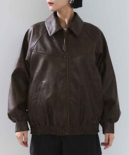 VIS（ビス）の「合皮＆スエードライクジップアップブルゾン（ブルゾン・レディース・ピンク系その他2/ブラウン系その他/ダークブラウン・FREE）」の17枚目の写真