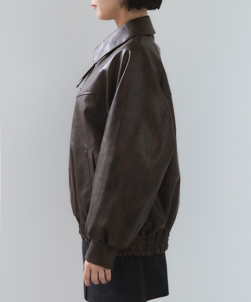 VIS（ビス）の「合皮＆スエードライクジップアップブルゾン（ブルゾン・レディース・ピンク系その他2/ブラウン系その他/ダークブラウン・FREE）」の15枚目の写真