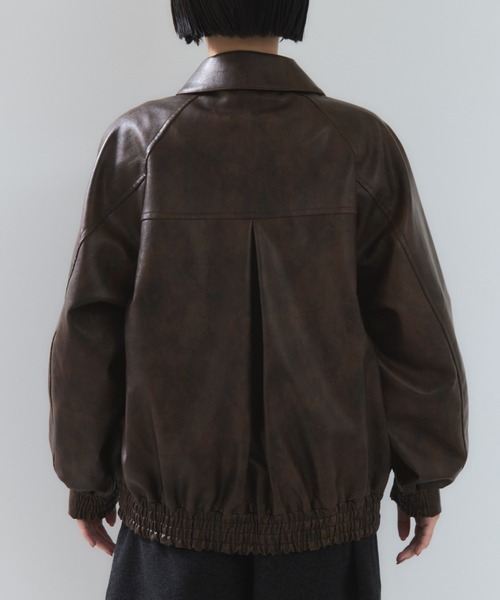 VIS（ビス）の「合皮＆スエードライクジップアップブルゾン（ブルゾン・レディース・ピンク系その他2/ブラウン系その他/ダークブラウン・FREE）」の14枚目の写真