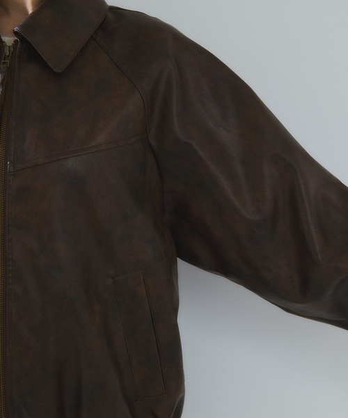 VIS（ビス）の「合皮＆スエードライクジップアップブルゾン（ブルゾン・レディース・ピンク系その他2/ブラウン系その他/ダークブラウン・FREE）」の12枚目の写真