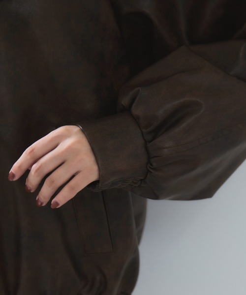 VIS（ビス）の「合皮＆スエードライクジップアップブルゾン（ブルゾン・レディース・ピンク系その他2/ブラウン系その他/ダークブラウン・FREE）」の11枚目の写真