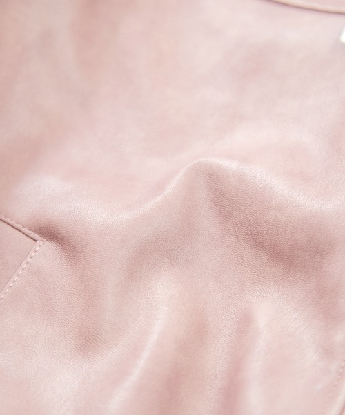 VIS（ビス）の「合皮＆スエードライクジップアップブルゾン（ブルゾン・レディース・ピンク系その他2/ブラウン系その他/ダークブラウン・FREE）」の6枚目の写真