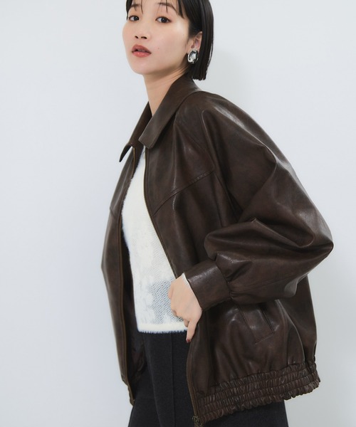 VIS（ビス）の「合皮＆スエードライクジップアップブルゾン（ブルゾン・レディース・ピンク系その他2/ブラウン系その他/ダークブラウン・FREE）」の20枚目の写真