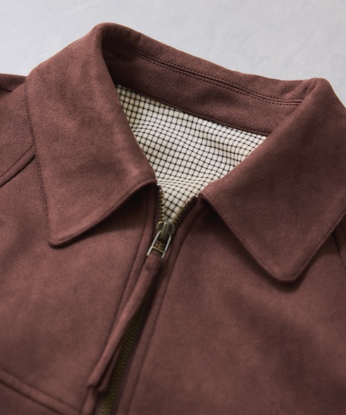 セール】合皮＆スエードライクジップアップブルゾン（ブルゾン）｜VIS