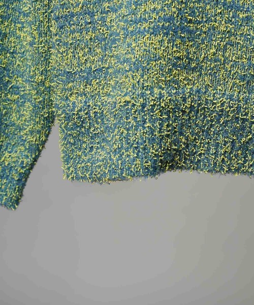 UNISEX》Mix Color Fancy Yarn Prime-Over Skipper Knit Pullover