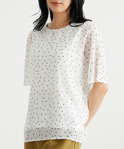BELLUNA PLUS(ベルーナ)の「シフォン素材ドルマンデザインブラウス(シャツ/ブラウス・レディース・ホワイト系その他/ネイビー系/アイボリー・X-LARGE/LARGE/MEDIUM)」の7枚目の写真