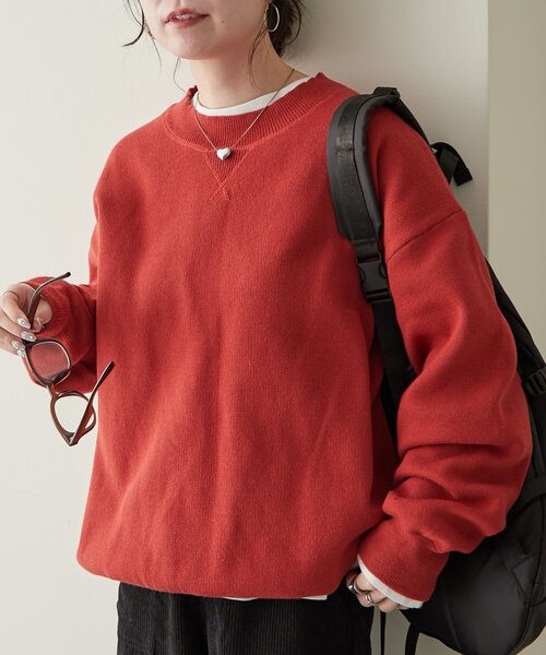 NUNIFE(ユニフィー)の「【NUNIFE】【リバイバル】スウェットライクニットプルオーバー(スウェット・レディース・ダークブラウン/スミクロ/ブルー/アイボリー/グレー/レッド・FREE)」の6枚目の写真