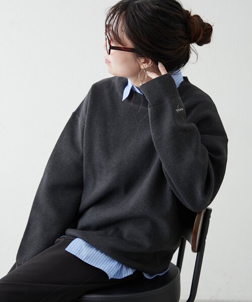 NUNIFE(ユニフィー)の「【NUNIFE】【リバイバル】スウェットライクニットプルオーバー(スウェット・レディース・ダークブラウン/スミクロ/ブルー/アイボリー/グレー/レッド・FREE)」の3枚目の写真