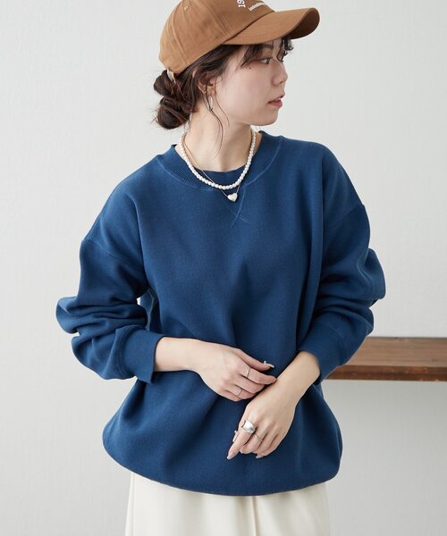 NUNIFE(ユニフィー)の「【NUNIFE】【リバイバル】スウェットライクニットプルオーバー(スウェット・レディース・ダークブラウン/スミクロ/ブルー/アイボリー/グレー/レッド・FREE)」の5枚目の写真