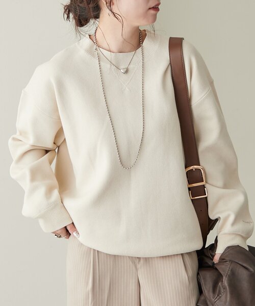 NUNIFE(ユニフィー)の「【NUNIFE】【リバイバル】スウェットライクニットプルオーバー(スウェット・レディース・ダークブラウン/スミクロ/ブルー/アイボリー/グレー/レッド・FREE)」の2枚目の写真