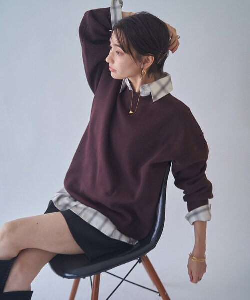 NUNIFE(ユニフィー)の「【NUNIFE】【リバイバル】スウェットライクニットプルオーバー(スウェット・レディース・ダークブラウン/スミクロ/ブルー/アイボリー/グレー/レッド・FREE)」の8枚目の写真