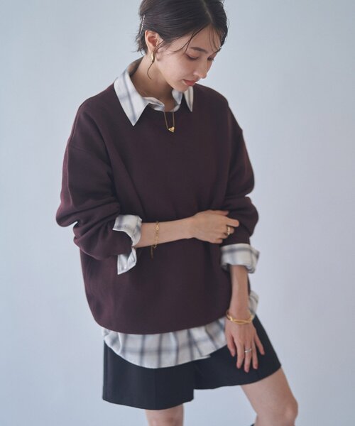 NUNIFE(ユニフィー)の「【NUNIFE】【リバイバル】スウェットライクニットプルオーバー(スウェット・レディース・ダークブラウン/スミクロ/ブルー/アイボリー/グレー/レッド・FREE)」の9枚目の写真