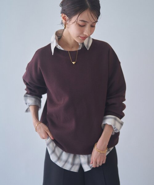 NUNIFE(ユニフィー)の「【NUNIFE】【リバイバル】スウェットライクニットプルオーバー(スウェット・レディース・ダークブラウン/スミクロ/ブルー/アイボリー/グレー/レッド・FREE)」の12枚目の写真