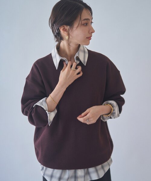 NUNIFE(ユニフィー)の「【NUNIFE】【リバイバル】スウェットライクニットプルオーバー(スウェット・レディース・ダークブラウン/スミクロ/ブルー/アイボリー/グレー/レッド・FREE)」の13枚目の写真