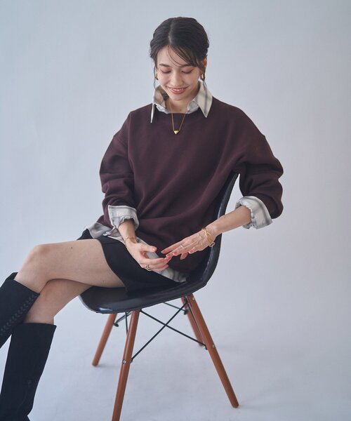 NUNIFE(ユニフィー)の「【NUNIFE】【リバイバル】スウェットライクニットプルオーバー(スウェット・レディース・ダークブラウン/スミクロ/ブルー/アイボリー/グレー/レッド・FREE)」の14枚目の写真