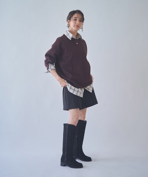 NUNIFE(ユニフィー)の「【NUNIFE】【リバイバル】スウェットライクニットプルオーバー(スウェット・レディース・ダークブラウン/スミクロ/ブルー/アイボリー/グレー/レッド・FREE)」の15枚目の写真