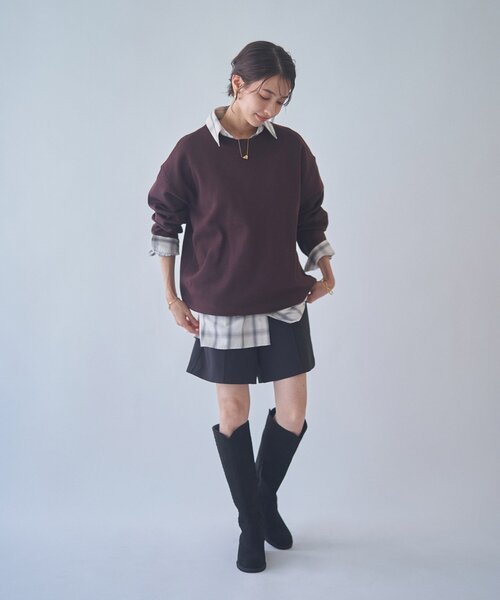 NUNIFE(ユニフィー)の「【NUNIFE】【リバイバル】スウェットライクニットプルオーバー(スウェット・レディース・ダークブラウン/スミクロ/ブルー/アイボリー/グレー/レッド・FREE)」の18枚目の写真