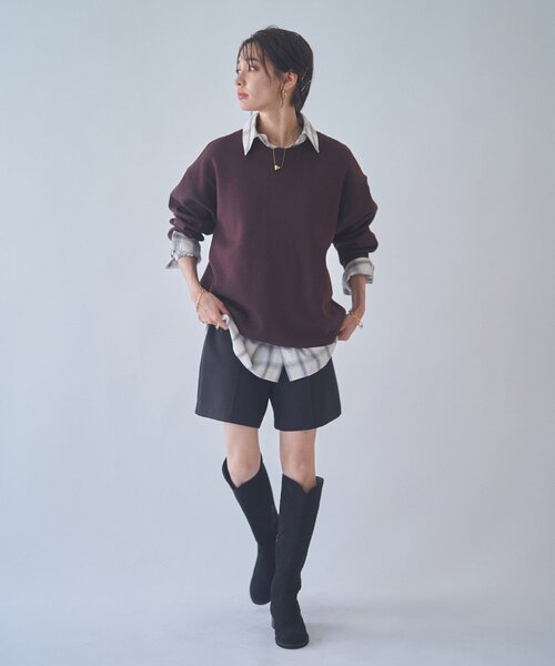 NUNIFE(ユニフィー)の「【NUNIFE】【リバイバル】スウェットライクニットプルオーバー(スウェット・レディース・ダークブラウン/スミクロ/ブルー/アイボリー/グレー/レッド・FREE)」の21枚目の写真