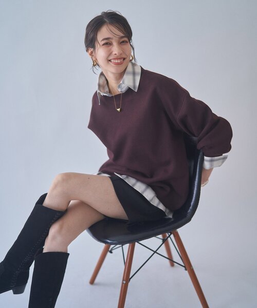 NUNIFE(ユニフィー)の「【NUNIFE】【リバイバル】スウェットライクニットプルオーバー(スウェット・レディース・ダークブラウン/スミクロ/ブルー/アイボリー/グレー/レッド・FREE)」の22枚目の写真