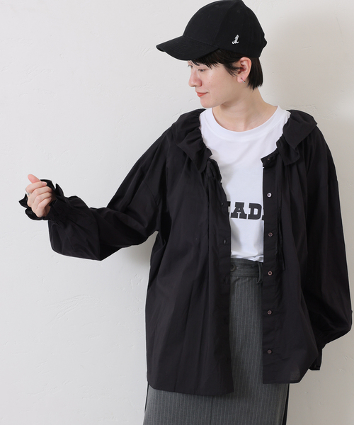 追加》コットンローン フリルパフブラウス（シャツ/ブラウス