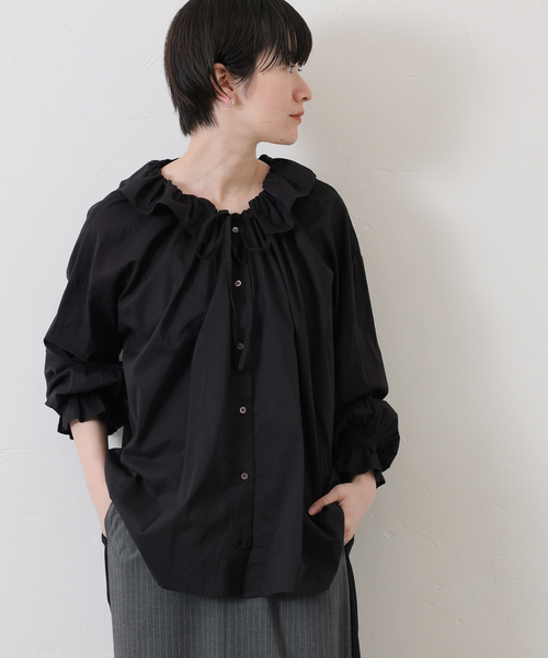 追加》コットンローン フリルパフブラウス（シャツ/ブラウス