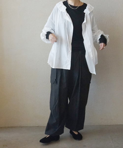 JOURNAL STANDARD LUXE(ジャーナルスタンダード ラックス)の「《追加》コットンローン フリルパフブラウス(シャツ/ブラウス・レディース・ホワイト/ブラック・FREE)」の16枚目の写真