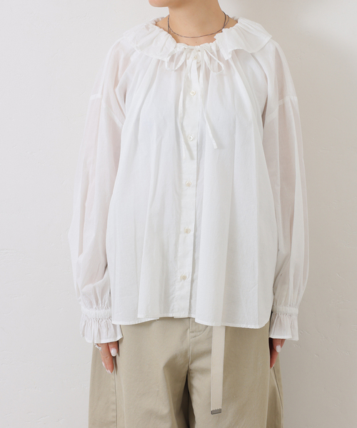 追加》コットンローン フリルパフブラウス（シャツ/ブラウス
