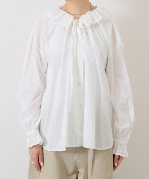 追加》コットンローン フリルパフブラウス（シャツ/ブラウス