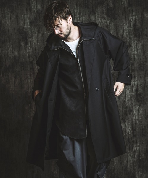 希少【vintage】 ダブル　ロングコート　ストライプ柄　黒 27_o0iZm7R.jpg