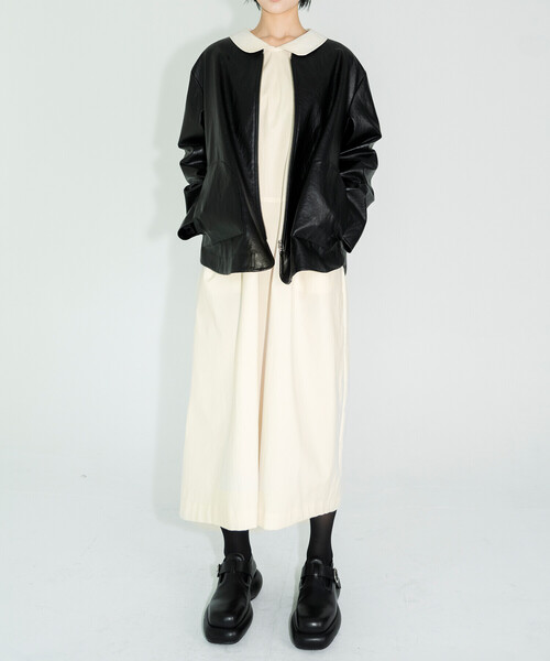 Bshop（ビショップ）の「eunoia | フェイクレザー ジャケット WOMEN（ノーカラージャケット・レディース・ブラック・ONE）」の15枚目の写真