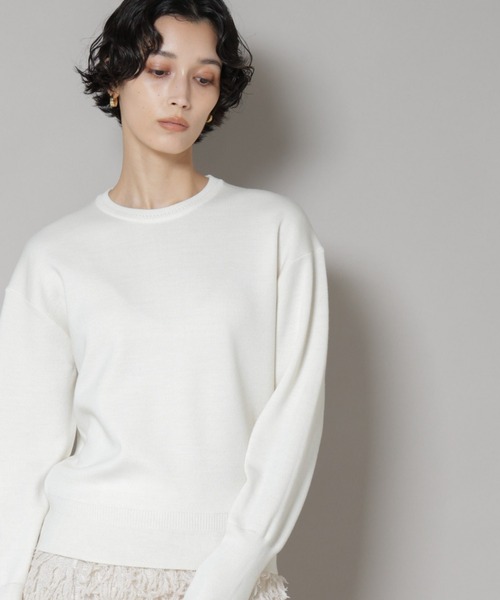 セール】毛玉レスニットスムースクルーネックプルオーバー（ニット
