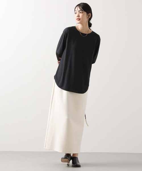 CLOCHE（クロシェ）の「袖シアー裾ラウンドT（Tシャツ/カットソー・レディース・オフホワイト/ブラック・FREE）」の14枚目の写真