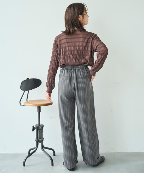 mil(ミル)の「ワイドタックパンツ【588097】(スラックス・レディース・チャコールグレー/ブラック/グレイッシュベージュ・FREE/S-Short/S-Regular/M-Short/M-Regular)」の6枚目の写真