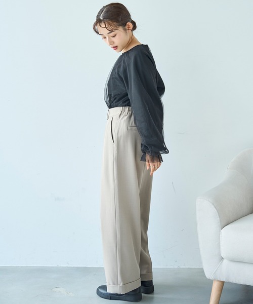 mil(ミル)の「ワイドタックパンツ【588097】(スラックス・レディース・チャコールグレー/ブラック/グレイッシュベージュ・FREE/S-Short/S-Regular/M-Short/M-Regular)」の10枚目の写真