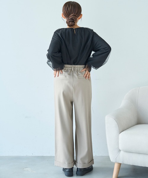 mil(ミル)の「ワイドタックパンツ【588097】(スラックス・レディース・チャコールグレー/ブラック/グレイッシュベージュ・FREE/S-Short/S-Regular/M-Short/M-Regular)」の11枚目の写真