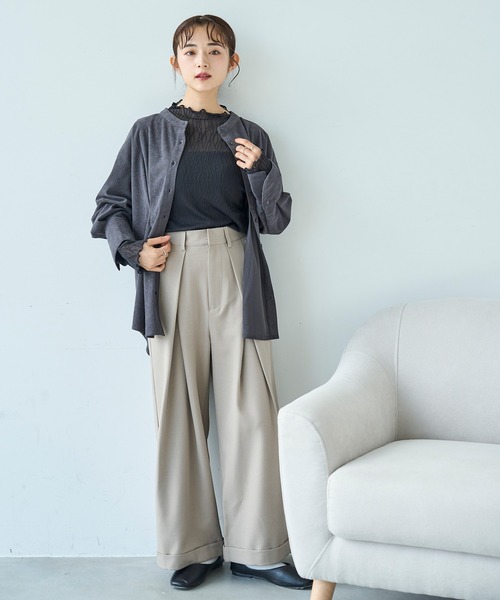 mil(ミル)の「ワイドタックパンツ【588097】(スラックス・レディース・チャコールグレー/ブラック/グレイッシュベージュ・FREE/S-Short/S-Regular/M-Short/M-Regular)」の15枚目の写真