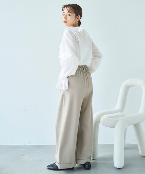 mil(ミル)の「ワイドタックパンツ【588097】(スラックス・レディース・チャコールグレー/ブラック/グレイッシュベージュ・FREE/S-Short/S-Regular/M-Short/M-Regular)」の17枚目の写真