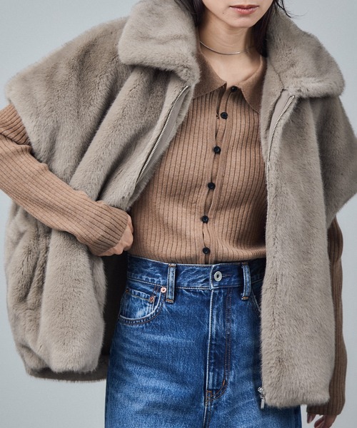 イヴサロモン　ラビットファー　ベスト　毛皮　ラパン　グラデーション　ドレープ 2025年最新】YVES SALOMON レディース 毛皮・ファーコートの人気