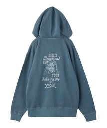 X-girl(GbNXK[)MIX LOGO & FACE FADED ZIP UP SWEAT HOODIE(p[J[)