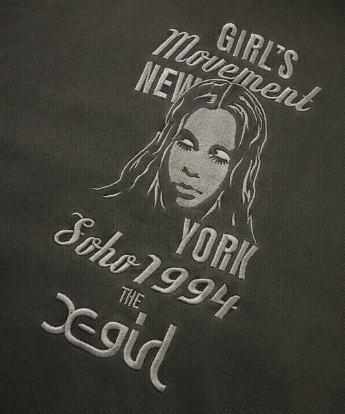 MIX LOGO & FACE FADED ZIP UP SWEAT HOODIE（パーカー）｜X-girl