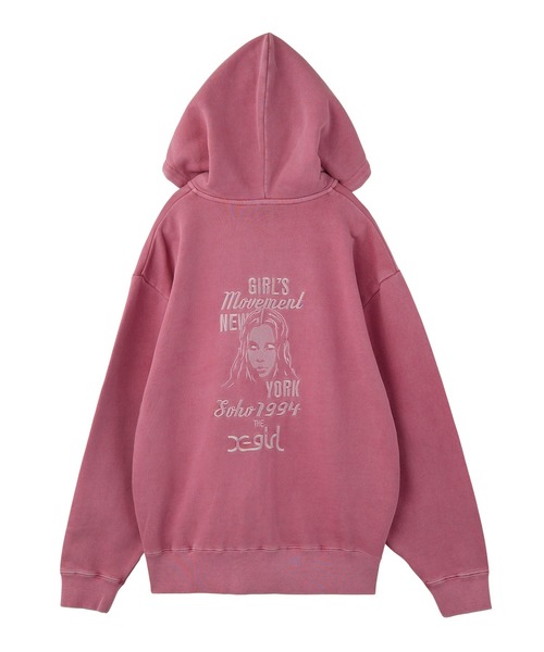 MIX LOGO & FACE FADED ZIP UP SWEAT HOODIE（パーカー）｜X
