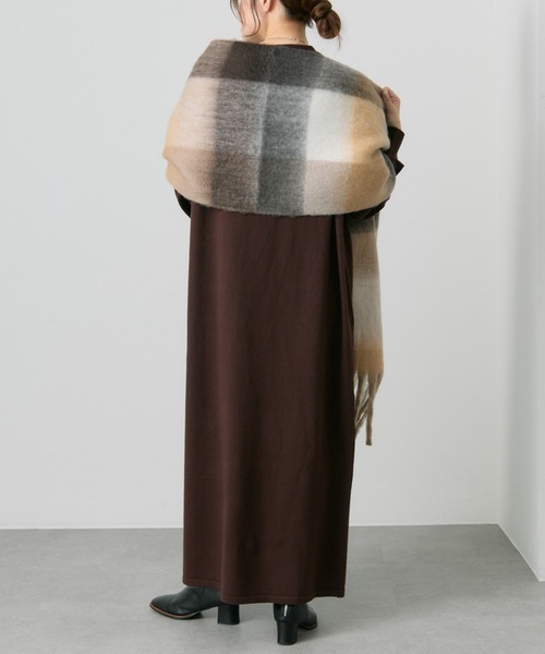 PUAL CE CIN（ピュアルセシン）の「起毛フェイクウールチェックマフラー（マフラー・レディース・ブラウン系/グリーン系・FREE）」の7枚目の写真