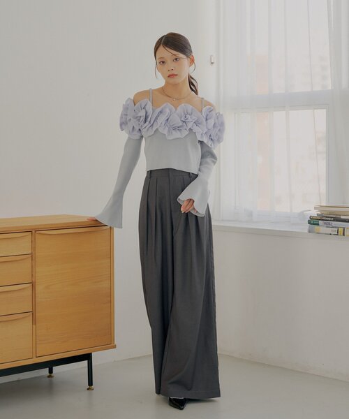 セール】BIGフリルドッキングオフショルニット（ニット/セーター